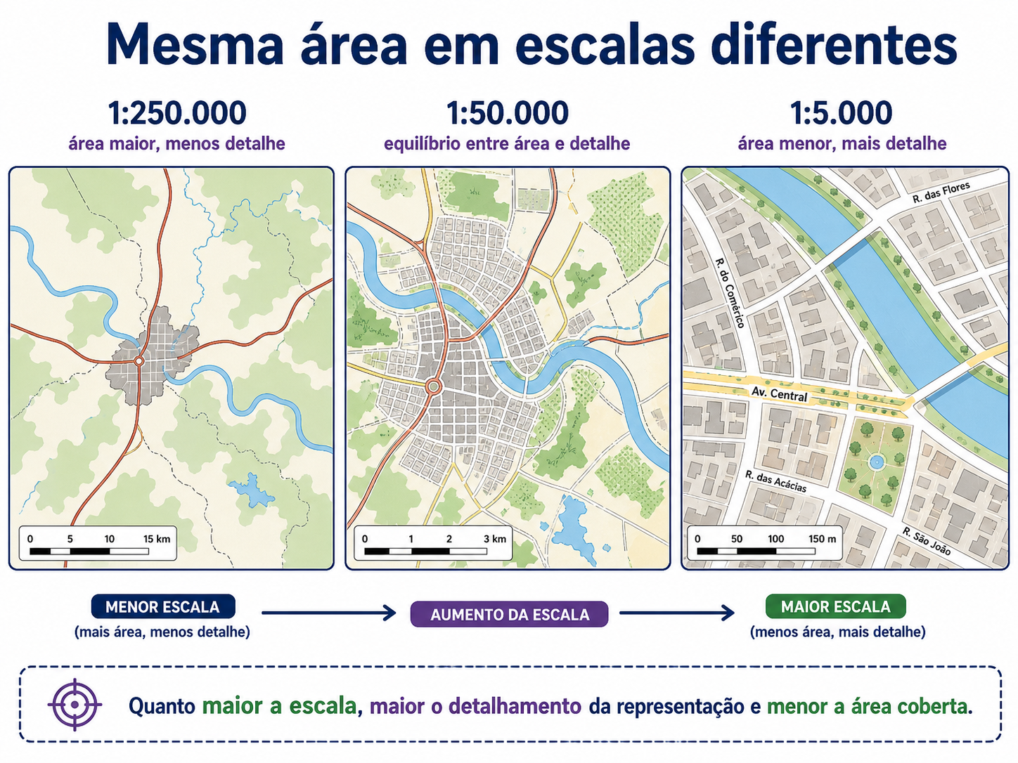Comparação da mesma área em diferentes escalas